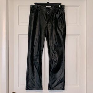 LOFT Black Cropped Faux Leather Pants